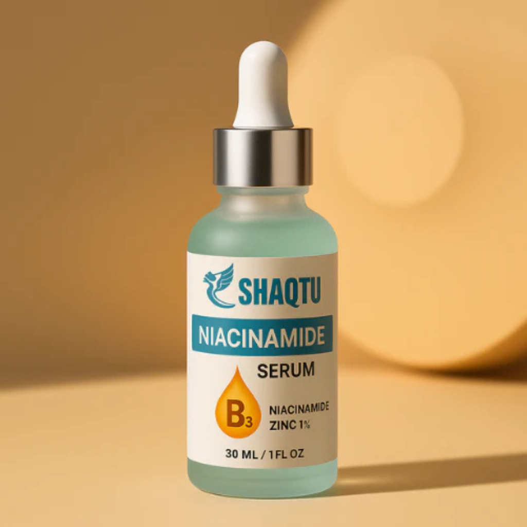 Niacinamide 10 + Zinc 1 Serum Oil Control in a glass dropper bottle with a blue label, 30 mL.