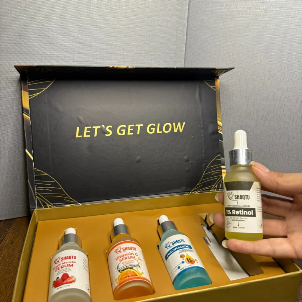 Complete Skin Transformation Kit 4 Professional Serums showcasing professional serums for brightening and hydration.