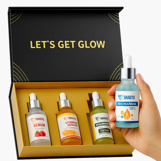 Complete Skin Transformation Kit 4 Professional Serums with hydrating serums for skin brightening and rejuvenation.