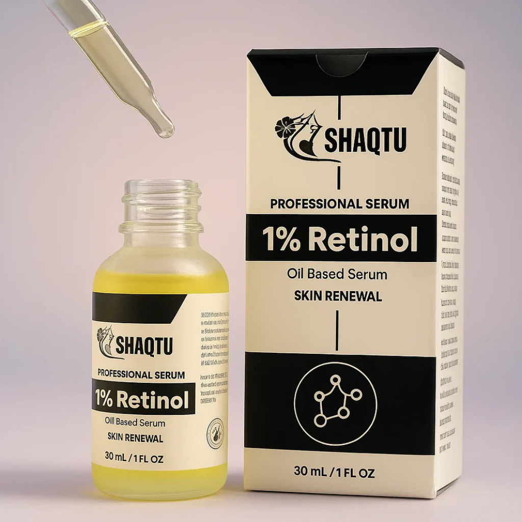 Retinol Serum 1 30ml  Anti-Aging Wrinkle Reducer applied on skin